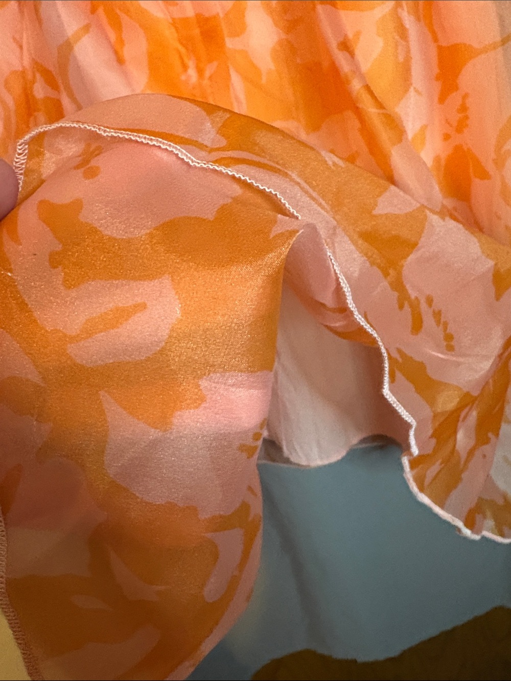 ARULA Orange and Pink Floral Puff-Sleeve Midi Dress - Picture 6 of 7
